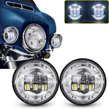 2x 4.5 Inch LED Passing Lights Chrome Fog Spot Lamp for Harley Davidson 4-1/2