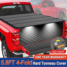 5.7/5.8FT 4-Fold Hard Tonneau Cover For 2009-2024 Ram 1500 Truck Bed w/ LED Lamp picture