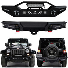 Vijay For 2007-2018 Jeep Wrangler JK Front or Rear Bumper with LED Lights&D-Ring picture