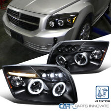 Fits 07-12 Dodge Caliber Matte Black LED Dual Halo Projector Headlights Lamps picture