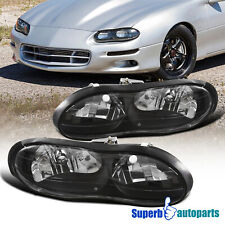 Fit 1998-2002 Chevy Chevrolet Camaro Base Z28 Z28 SS Black Headlights Pair 98-02 picture