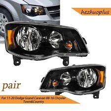 For 11-20 Dodge Grand Caravan 2008-16 Chrysler Town&Country Black Headlight Lamp picture