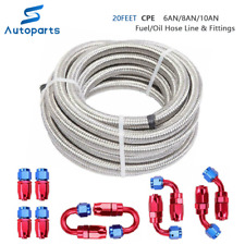 20ft Stainless Steel Braided 4/6/8/10/12AN CPE Fuel/Oil Hose Line & Fittings Set picture
