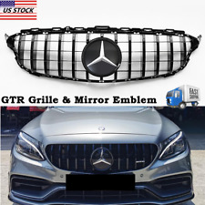 Shiny Black GTR Style Grille W/3D Mirror Emblem For Benz C-Class W205 2015-2018 picture