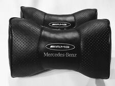 2pc Car Seat Neck Headrest Pillow Cushion Fashion Black PU Leather picture