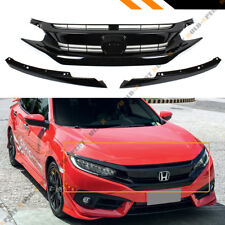 FOR 16-2021 HONDA CIVIC 10TH GEN BLACK JDM RS STYLE FRONT HOOD GRILLE + EYE LID picture