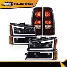 FIT FOR 03-07 SILVERADO 1500-3500 BLACK/CLEAR LED DRL HEADLIGHTS + TAIL LIGHTS picture