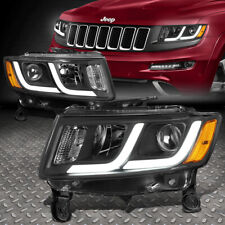 [LED DRL]FOR 14-16 JEEP GRAND CHEROKEE PAIR PROJECTOR HEADLIGHT LAMP BLACK/AMBER picture
