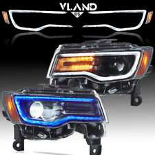 For 2014-22 Jeep Grand Cherokee VLAND Projector Full LED Headlights DRL Startup picture