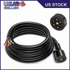 7 Way RV Trailer Plug Wire Connector Inline 8 Feet Cord 7 Pin Inline Harness Kit picture