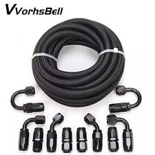 20FT AN6-6AN Black Nylon Braided Gas Oil Fuel Line + Swivel End Fitting Hose Kit picture