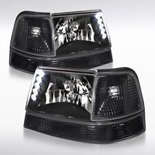 Fit 1998-2000 Ford Ranger Led Black Headlights+Corner Turn Signal Lamps Pair picture