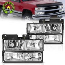 Chrome Headlights + Bumper Lamps For 90-99 Chevy C/K 92-99 Suburban 95-99 Tahoe picture