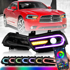 VLAND LED Headlights RGB Color Change Lamp For 2011-2014 Dodge Charger Dual Beam picture