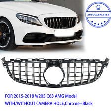 Chrome Black Front AMG GT Grille Grill For Mercedes Benz W205 C63 C63S 2015-2018 picture