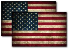 2x REFLECTIVE USA American Flag Distressed Vintage Decal 3M Sticker Various Size picture