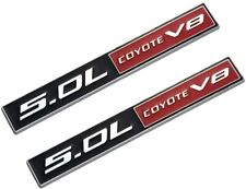 2x 5.0L Coyote V8 Emblems Fender Hook  Badge Decals for Mustang F150 Chrome Red picture