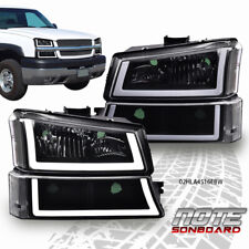 FIT FOR 2003-2006 CHEVY SILVERADO BLACK/CLEAR HEADLIGHT/LAMP W/ LED DRL picture