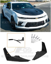 For 16-18 Camaro SS PAINTED GLOSSY BLACK Front Bumper Side Canards Dive Plane picture