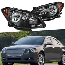 Pair Headlights Black Housing Clear Lens For 2008-2012 Chevy Malibu Front Lamp picture