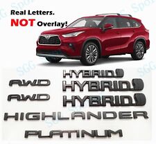7PC Matte Black Hybrid Highlander Platinum AWD Letter Emblem 2020+ Highlander picture