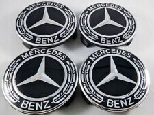 4PCS For Mercedes Benz Classic Black Wheel Rims Center Hub Caps AMG Wreath 75mm picture