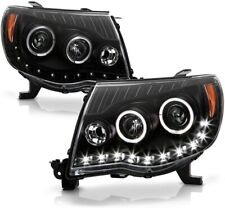 Fits 05-11 Toyota Tacoma Black Halo Projector LED Headlights LH+RH set 2005-2011 picture