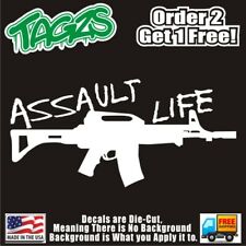 Assault Life Gun Rifle NRA 2A DieCut Vinyl Window Decal Sticker Car Truck JDM picture