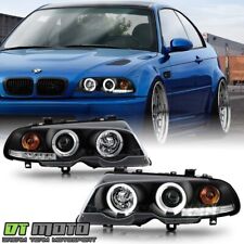 Black 2000-2003 BMW E46 3-Series Coupe Halo Projector LED Headlights Lamps Set picture