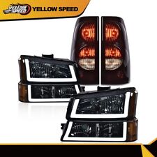 Fit For 2003-2006 Silverado Amber LED DRL Black Housing Headlight +Tail Lights  picture