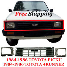 New Front Grille Chrome And Headlight Door TOYOTA PICKUP Fits 1984 85 1986 3Pic picture