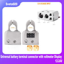 2Pcs Car Battery Terminal Connector Display Digital With Voltmeter 0/4/8 Gauge picture