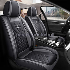 Car Front & Rear Seat Cover Full Set PU Leather Cushion Black & Gray For Hyundai picture