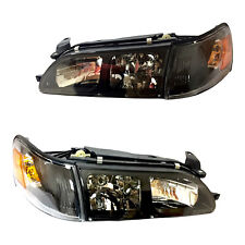 Fit For 93 97 Toyota Corolla DX Black Headlights Lamps LH RH Headlamps  picture