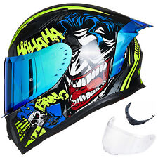ILM Motorcycle Helmet Full Face with Mirrored&Clear Visors+2 Fins DOT Approved picture