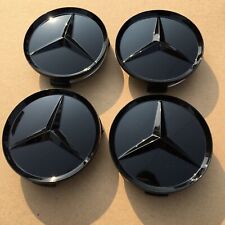 4x Mercedes Benz Wheel Center Caps Glossy BLACK 75mm Rim Emblem Hubcap Cover 3