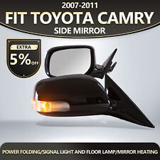 Fit 2007-11 Toyota Camry Original Side Mirrors Folding Pair Black Heated 9 Pins picture