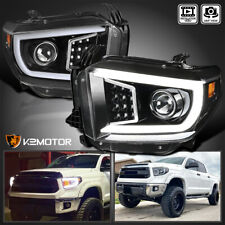 Jet Black Fits 2014-2021 Toyota Tundra LED Tube Projector Headlights Headlamps picture
