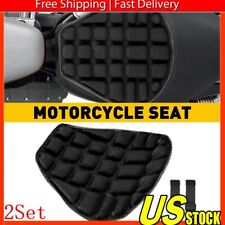 Black Lycra Comfort Gel Seat Cushion Cover Shock Absorb Pad For Motorcycle 2Set picture