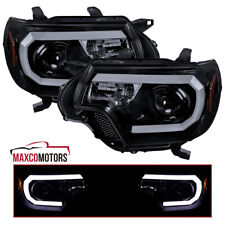 Smoke Projector Headlights Fits 2012-2015 Toyota Tacoma LED Strip Bar Left+Right picture