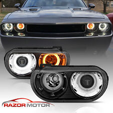 [Dual LED Halo]For 2008-2014 Dodge Challenger G2 Black Halo Projector Headlights picture