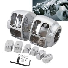 Chrome Handlebar Control Switch Housing Cover  6x Cap Buttons For Harley 96-13 picture