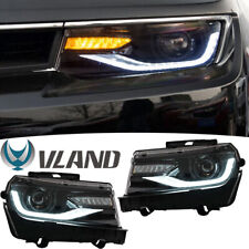 Pair LED Projector Headlights Front Lamps For 2014-2015 Chevrolet Chevy Camaro picture