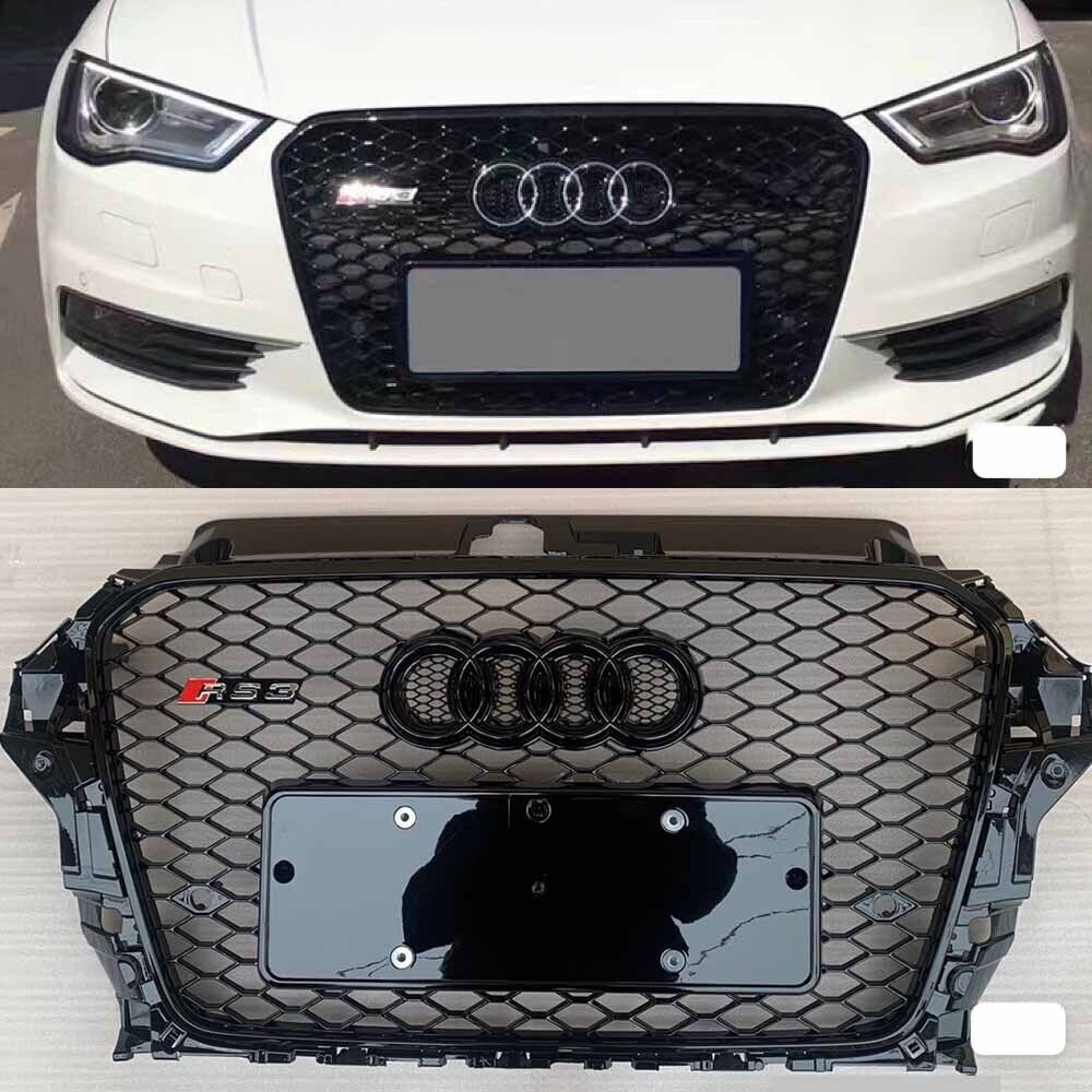 RS3 Style For 2013-2016 Audi A3 S3 8V Front Grille Grill Gloss Black Replacement