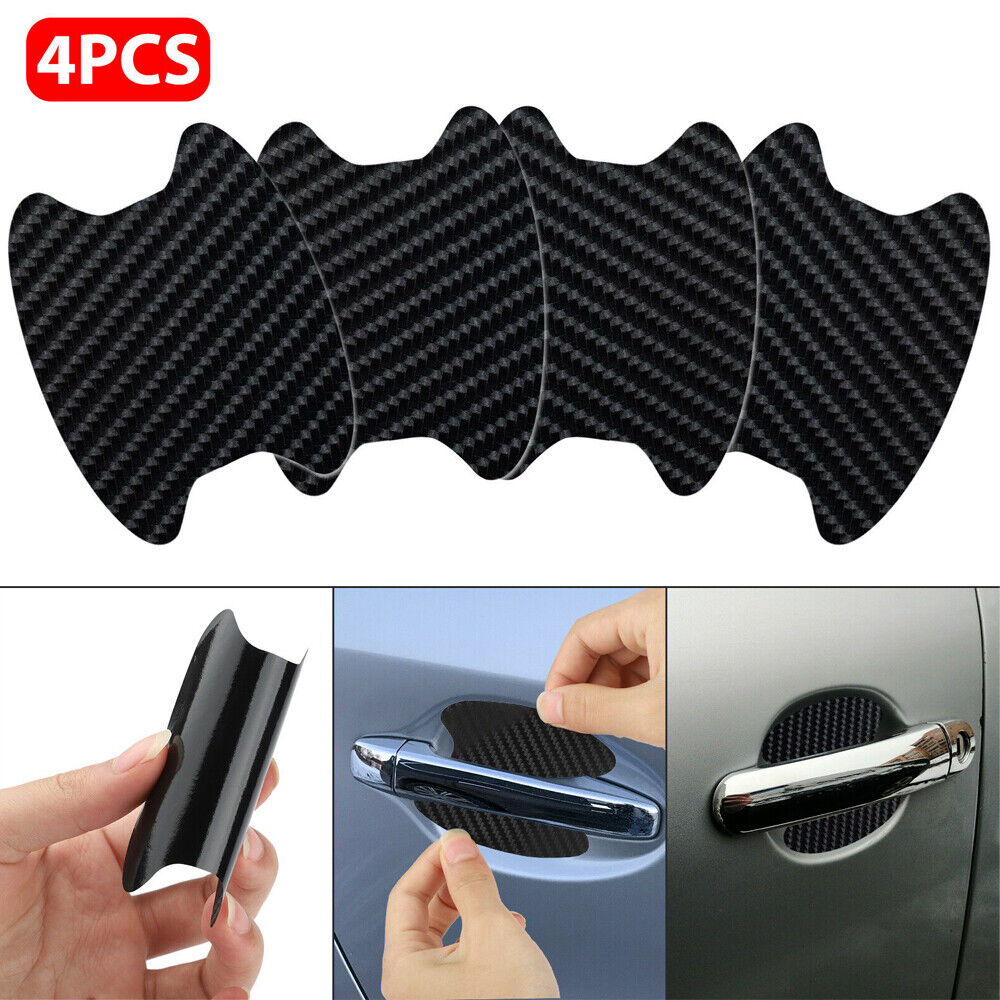 4PC Carbon Fiber Car Door Handle Protector Film Anti-Scratch Sticker Accessories