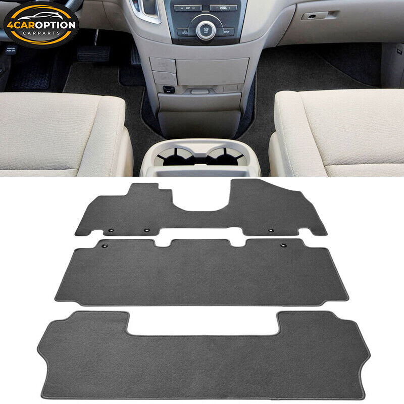Fits 11-17 Honda Odyssey Floor Mats Carpet Front & Rear Nylon Gray 3PC Set