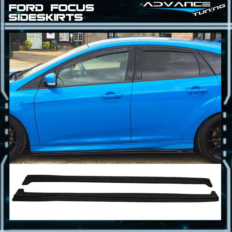 Fits 13-18 Ford Focus ST &16-18 Focus RS Unpainted Side Skirts Extensions 2PC PU