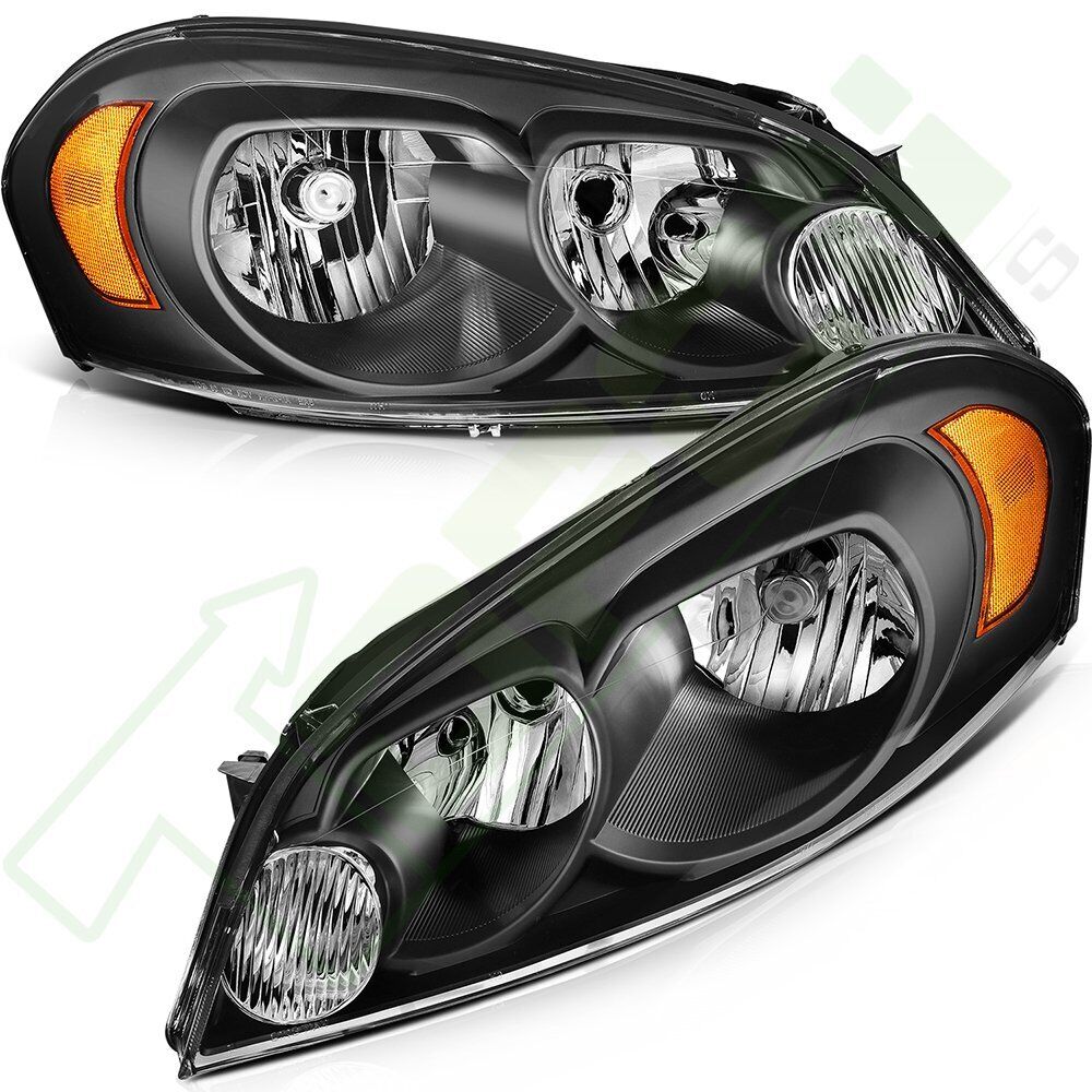 For Chevrolet Impala 2006-2013 Black Housing Headlamps Headlights Assembly Pair