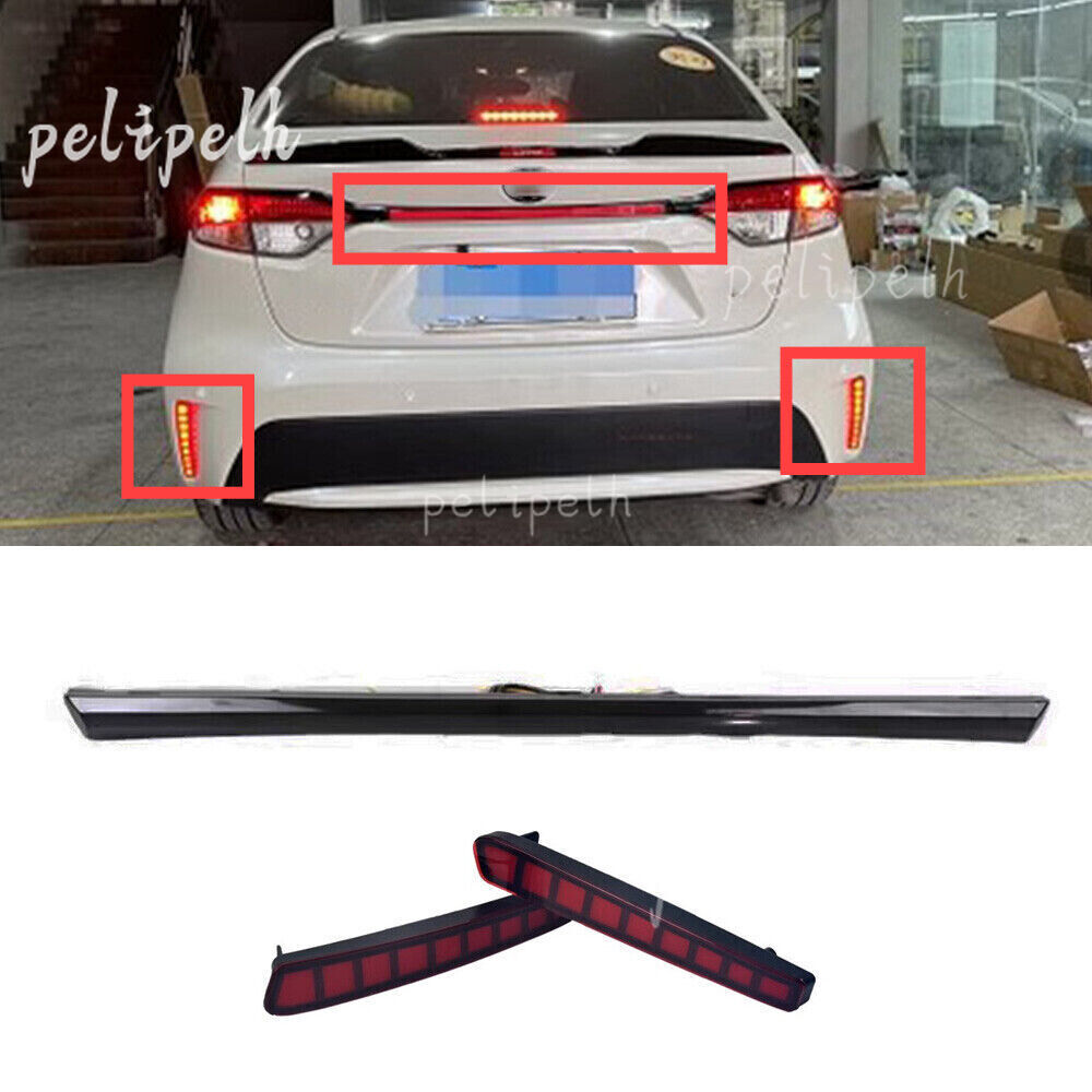 3PCS Rear Door Trunk LED Tail Light Cover Fog Light For Toyota Corolla 2019-2023