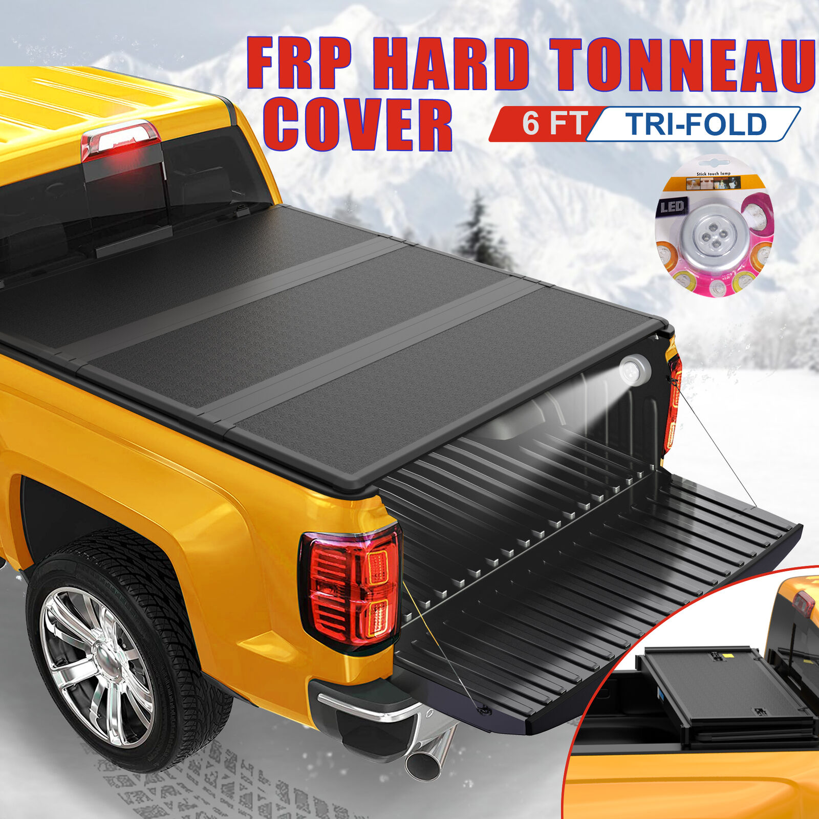 6ft Hard Truck Bed Tonneau Cover Fit 2005-2024 Nissan Frontier Tri-Fold FRP